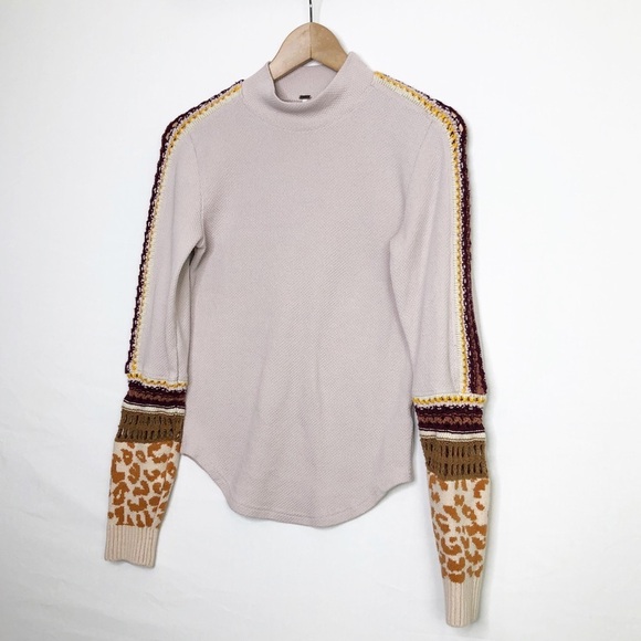 Free People large switch it up thermal tan embellished crochet cup top - Picture 10 of 11